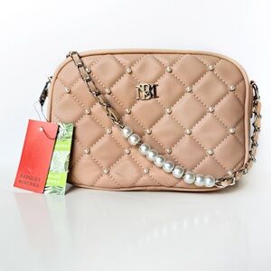 Badgley Mischka Diamond Quilted Camera Bag w/ Pearls